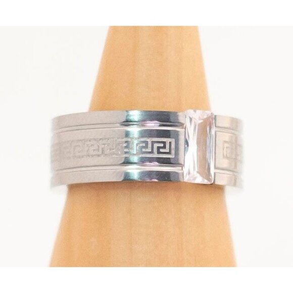 Vintage Glyphic Symbols Elegant Silver Ring Size 7 - T13 - Picture 2 of 3